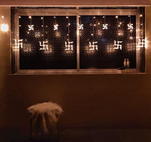 Image of 12 Lights 138 Led 8.2 feet Curtains String Lights Window Curtain Lights Sourced (3 Meter, Warm White) (String Light) AC (Swastik Curtain Light)
