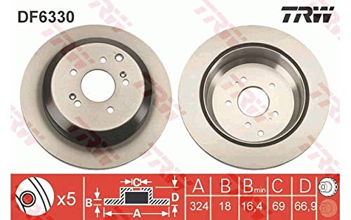 TRW DF6330 2x Bremsscheiben Hinten Ø324mm Belüftet Kompatibel mit HYUNDAI ix