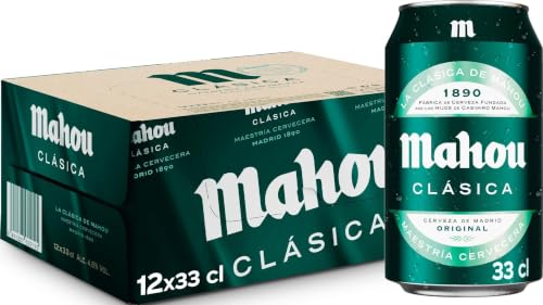 Mahou Clásica, Cerveza Lager Dorada, Pack 12 Latas x 33cl