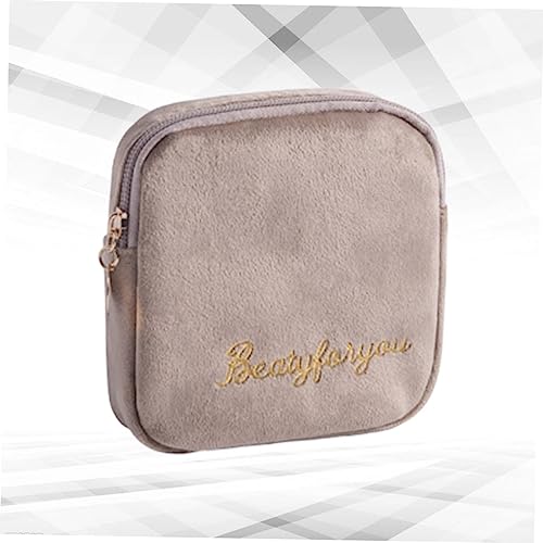 1pc Portable Towel Storage Bag Zippered Pouch for Women Large Capacity Purse for Travel and Outdoor Use Khaki4