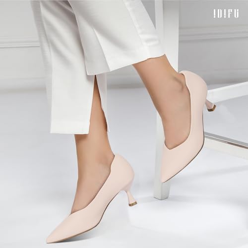 IDIFU IN3 Women's Pumps Kitten Closed Toe Heels Low Pointed Toe Heels Wedding Bridal Office Formal Work Prom Dress Shoes for Women Comfortable Dressy Trendy Cute Pumps Shoes3