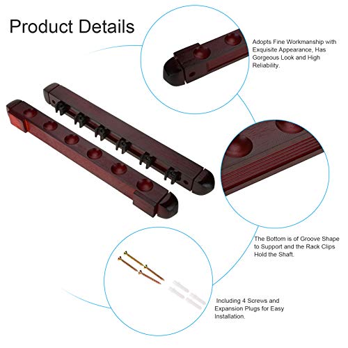 Keenso Pool Cue Holder – 6 Pcs Wall-Mount Or Free-Standing Cue Rack, Billiard Accessory Organizer