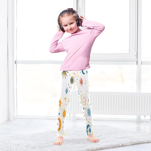 Bolaz Toddler Girls Leggings Printed Yoga Pants Leggings Mystical Stars and Moons for Kids4