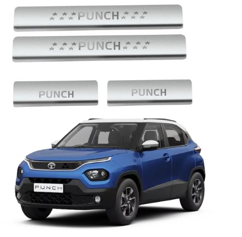 GA Stainless Steel Silver Door Sill Plates for TATA Punch (Set of 4) Silver Non-LED Door Welcome Footstep Plate Which Protects from Scratch and Enhance Looks-picture-17