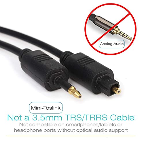 Image of ETZIN Mini Toslink to Toslink Digital Optical Audio Cable - Standard Toslink to Mini Toslink Male Plug Connector Adapter Converter Jack Wire (2 Meter) 698OC