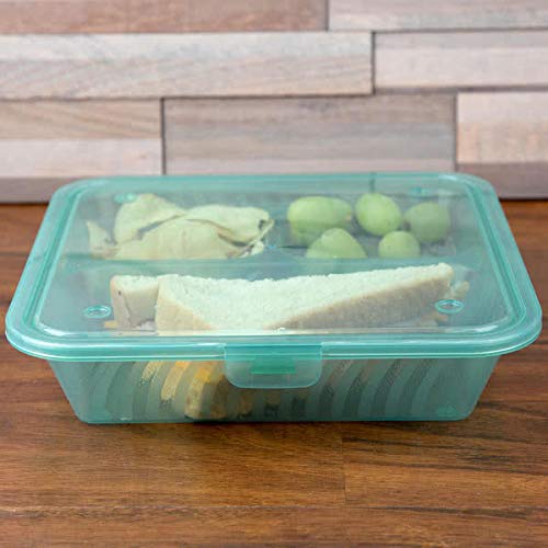 G.e.t. Ec-16-1-Ja-Ec Eco-Takeouts, Bpa Free, Green Reusable Plastic To-Go Boxes, 3-Compartment, 9"X9", Flat Top, Break Resistant, Dishwasher & Microwave Safe (Pack Of 4) #TOP1