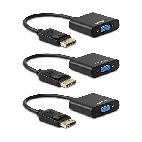 DisplayPort (DP) to VGA Adapter, Topcloud DP to VGA Converter Male to Female Gold-Plated Cord for PC, Laptops, Displays, Monitors, Projectors and More(3 Pack) Cover