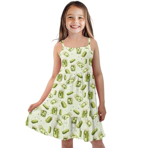Girls Spaghetti Straps Dress Summer Spring Dress Kids Causal Midi Swing Dresses for Girls Holiday Clothes,3-14Y