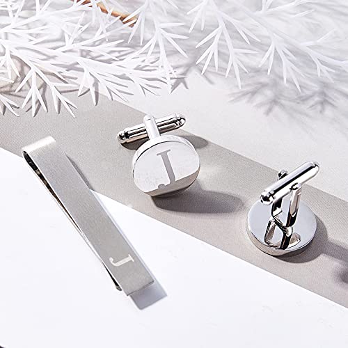 GORGECRAFT Klassieke Manchetknopen voor Mannen Tie Clips en Manchetknopen Sets voor Mannen Alfabet Initiële Letter Manchetknopen voor Formele Zakelijke Bruiloft,J - Image 6