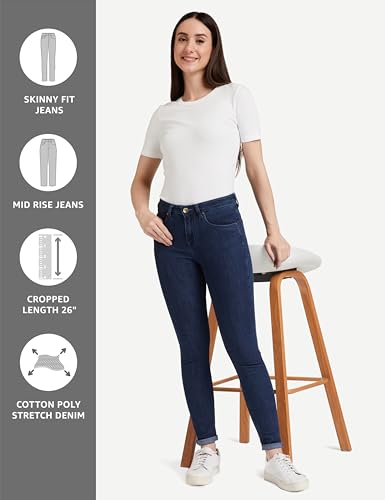 Image of Amazon Brand - Symbol Women's Mid Rise Cropped Length Stretchable Skinny Fit Jeans