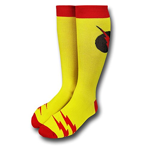 SuperHeroStuff Men's Reverse Flash Classic Logo Crew Socks, 6-12 - Yellow