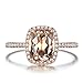 Daesar Anelli Amicizia Oro Rosa 18K, Anello Promessa Matrimonio Taglio Cuscino Intarsiato Anelli con Morganite 2.05ct Diamante 0.29ct anelli donna misura 25