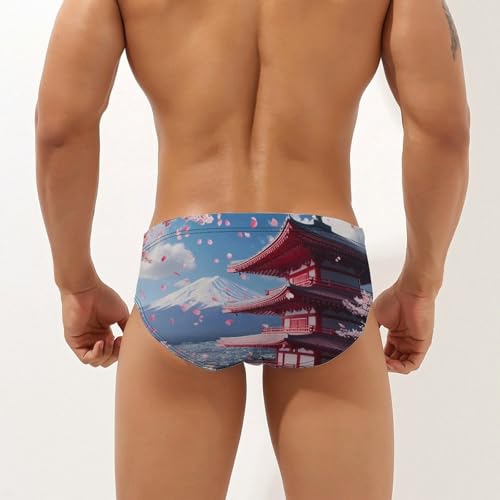 Cherry Flowers Mount Fuji Mens Swim Briefs Quick Dry Swim Trunk Bikini Underwear Swimsuit2