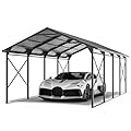 ALAULM 12x22 FT Heavy Duty Carport Galvanized Steel Roof & Reinforced Frame, Durable Metal All Weather Carport Garage for Cars,Trucks,Boats,and Tractors