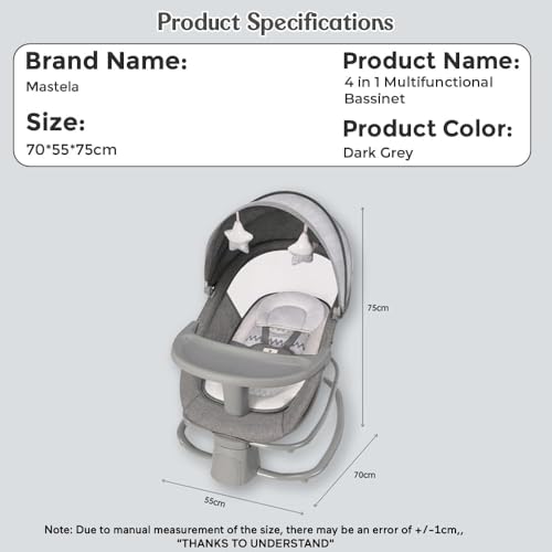 Image of StarAndDaisy X Mastela 4 in 1 Swing Rocker Automatic for Newborn Baby 0 to 18 Month Girl & Boy with 4- Swing Modes, Detachable Tray, Backrest Adjustment Bassinet, Bluetooth Playback - Beige