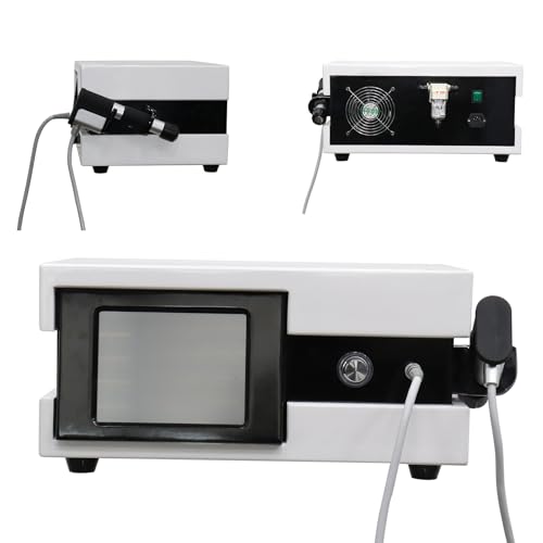 QianCruxtacy Máquina Multifuncional de Terapia de Ondas de Choque Neumática, Energía Ajustable 8/10 Bar con 5 Cabezales para Alivio del Dolor, Modelado Corporal y Tratamiento de DE A