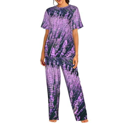 Ensemble pyjama court lavande violet en maille douce haut de gamme