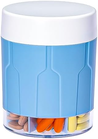 Weekly Travel Pill Organizer, Daily Pill Box Organizer with 7 Large Compartments, Pill Case Easy to Load, Jumbo Medicine Dispenser, Multifunction Vitamin Container Hold for Medication, Candy (Blue)