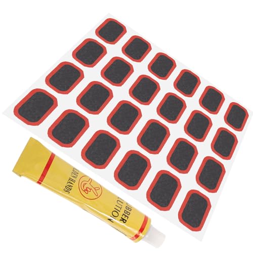 GOOHOCHY 1Set Road Bike Tire Repair Tool Bicycle Patch Kit with File Efficient Self Adhesive Tire Repair Patches for Mountain Road Bike Emergency Fixes
