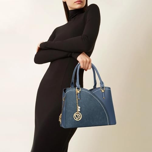 Image of KKXIU Triple Compartments Purses and Handbags for Women Fashion Ladies Satchel Shoulder Top Handle Bag