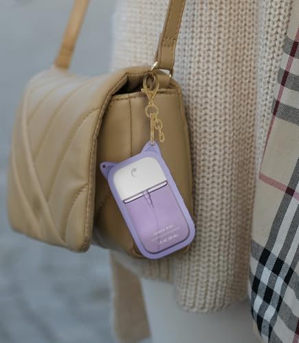 1 Pack Silicone Case Compatible with Touchland Hand Sanitizer Spray (Fit for 1 FL OZ/30 mL Ver), Portable keychain Cute Color Ears (Purple)4