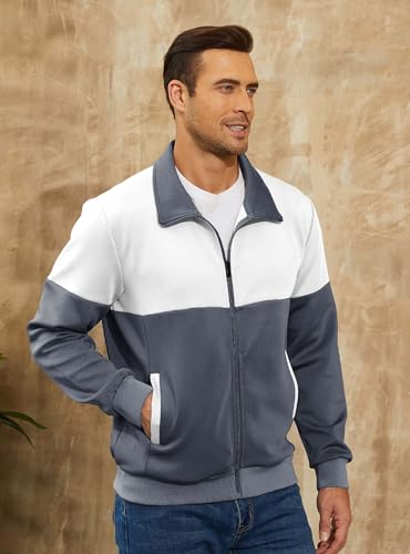 Image of HYPESTFIT Men's Retro Track Jackets, Relaxed Fit | Lightweight men's casual jacket ideal for spring & fall, running and daily athletic wear