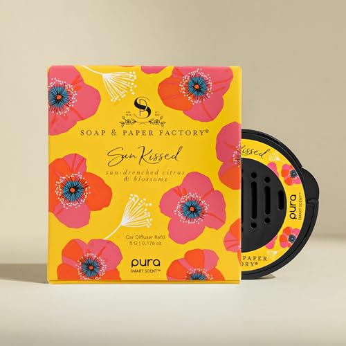 Image of Pura and Soap & Paper Factory Collab - Scent Refill - Fragrance for Pura Car Diffuser - Clean & Luxurious Scent Refill - Long-Lasting Fragrance for 30 Days - Spring & Summer Car Accessory - Sun Kissed