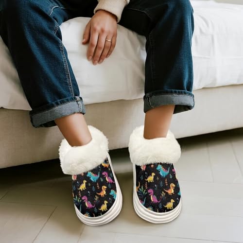 Fuzzy Slippers for Women Men, Cozy Warm Bedroom Slip On Shoes, Winter Fluffy House Socks with Grippers3