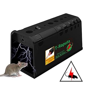 T-Raputa elektrische rattenfalle,mausefalle elektrisch,zum Fangen von im Innen und Außenbereich, Maus, Wühlmaus, Streifenhörnchen, Hamster sonstiges Nagetieren (schwarz)