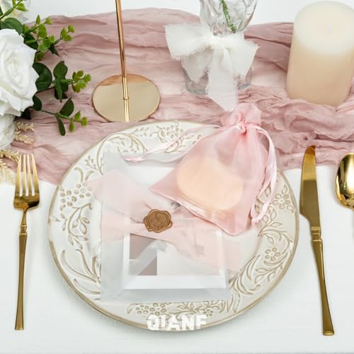 Image of QIANF 20 Pcs Pink Small Organza Bags 3X4 inch for Wedding Favors with Drawstring, Mini Mesh Gift Bags Jewelry Pouch for Candy Bridal Shower Party Favor Baby Shower Christmas