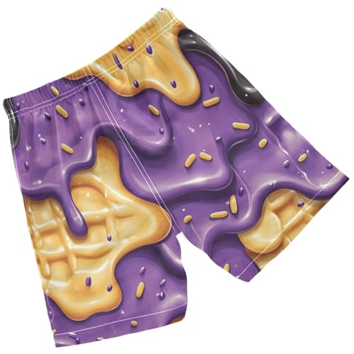 Pigsaly Boys' Swim Board Shorts Black Yellow Purple Milk Ice Cream Boy's Swim Trunks Kids Swimwear M2