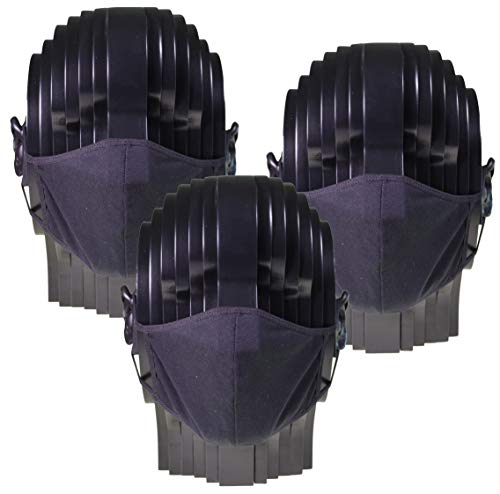 Mehrweg Mund- und Nasen-Maske aus 100% Baumwolle, elastisch, waschbar bis 60 Grad, Made in EU, Größe M bis L, schwarz, 3er Cover