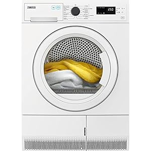 Zanussi ZDHF284W Wäschetrockner mit Wärmepumpe, 8 kg, Inverter-Motor, Anti-Falten-Programm, XXL-Tür, EcoFlow-Filter, LCD-Display, Streulicht, Weiß, A++/B