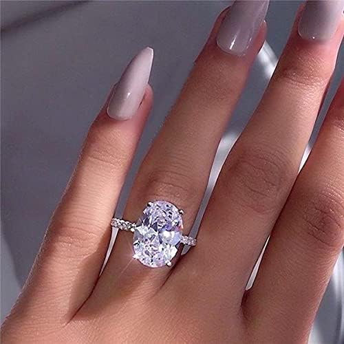 Oval Cubic Zirconia Engagement Rings for Women - 18K White Gold Plated CZ Engagement Ring 4 Claw Wedding Rings for Women Trendy Engagement Ring for Women Hidden Halo Promise Ring Size 6 - Image 2