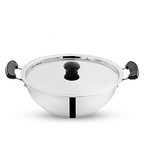 Pigeon - Stainless Steel Tri Ply Kadai with Lid, 24 cm, Silver