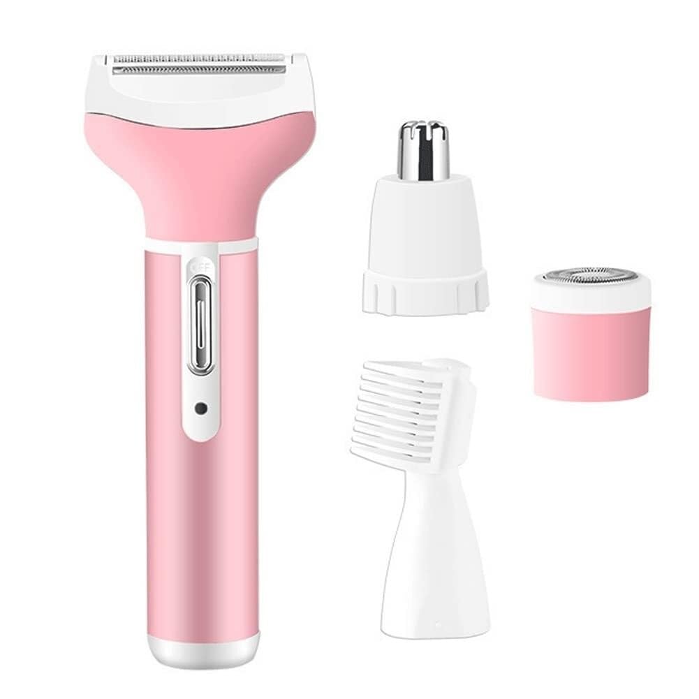 Epilatore da donna, 4 in 1, per sopracciglia, naso, corpo, impermeabile, senza fili, bagnato e asciutto, ricaricabile tramite USB