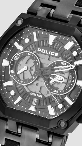 Image of Police Black Dial Multifunction Leather Strap Watch for Men
