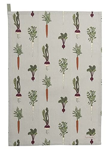Sophie AllportHome Grown Tea Towel, 100% Cotton, 45cm x 65cm, Home Kitchen Towel with Hanging Loop