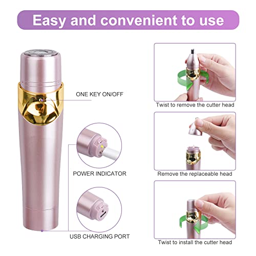 Gesichtshaarentferner für Frauen Augenbrauen Trimmer Bikini Trimmer Frauen Mini 4 in 1 Damenrasierer für Gesicht Augenbrauen Lippe Nase Beine Achsel Bikini Elektrorasierer mit USB-Aufladung - Image 6