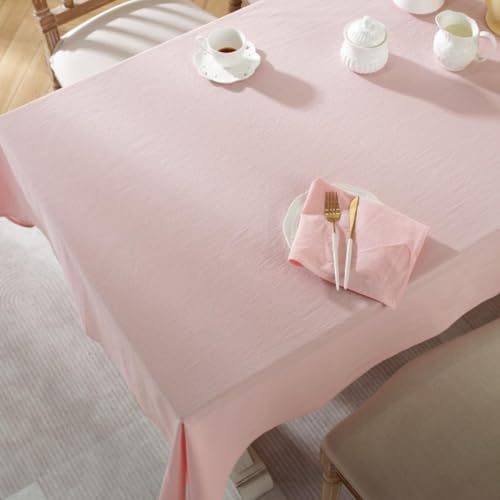 Nappe rectangulaire vintage coton 135x250cm rose pour table de cuisine - 6