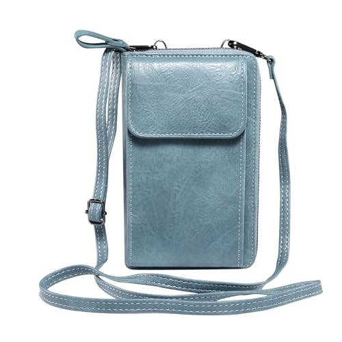 Petit étui pour téléphone portable bleu et sac à bandoulière avec porte-cartes