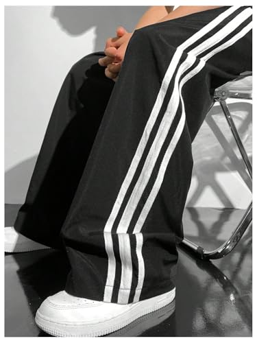 Boy's Wide Leg Pants Stripe Side Elastic Waist Baggy Sweatpants Running Athletic Pants Trousers3