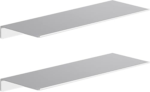 Miniatura 9 de Danpoo Estantes flotantes adhesivos para almacenamiento de pared, estantes de pared de metal para sala de estar, baño, cocina, estantes de