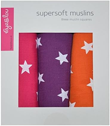 Faye and Lou Super-Soft Muslin Squares, Pink/Purple/Orange, Stars