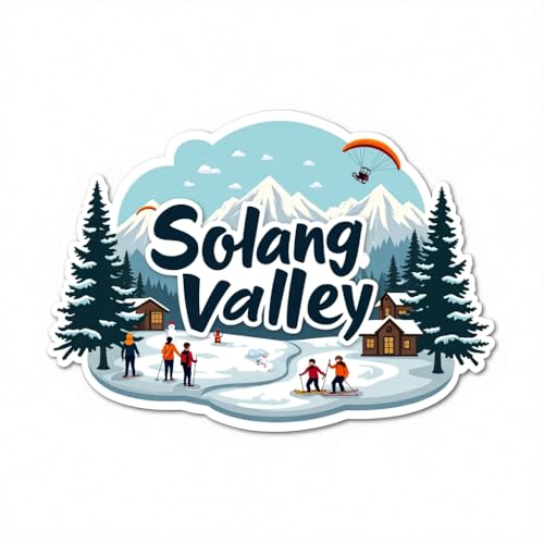 Image of Naxon Solang Valley Theme Souvenir Wooden Fridge Magnet | Snow Adventure & Himalayan Valley Design 3x3 Inch Refrigerator Magnet for Kitchen & Home Decor | Travel Gift from Himachal Pradesh | Pack of 1
