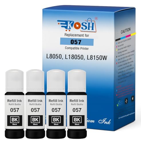 Image of KOSH 057 Black Refill Ink Suitable for L8050, L18050, L8150W Printers (70ml X 4Bottle)