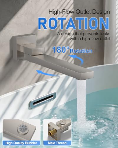 Image of Woindo 4 Function Shower Faucet Set 12 inch Rain Shower Head /6'' Side Shower Head and 3 Setting Handheld Ceiling Mount Push Button Diverter Complete Rainfall Round Shower System Included Valve Trim Kit
