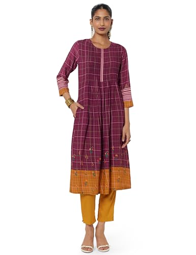 Image of BIBA Women Rayon Asymmetric Printed Suit Set