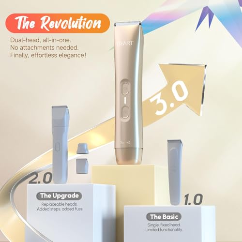Image of BYART 2-in-1 Dual Head Bikini Trimmer for Women, Pubic Hair Trimmer, Gifts | IPX7 Waterproof, Rechargeable, Ceramic Blade, Pubic Hair Trimmer and Face Shaver for Intimate and Full-Body Grooming