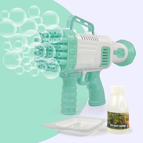 Image of 32 Hole Electric Gatling Bubble Maker Machine Gun with Liquid Soap Solution Indoor and Outdoor Toys for Kids Toddlers Girls Boys Bubble Blower Launcher | PoPo Toys
